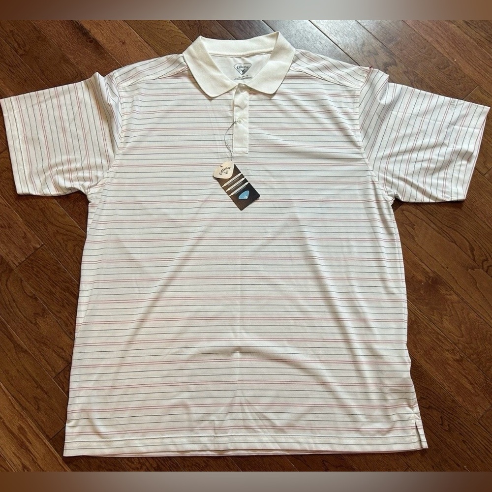 Callaway Golf Classic Cream Striped Polo Shirt